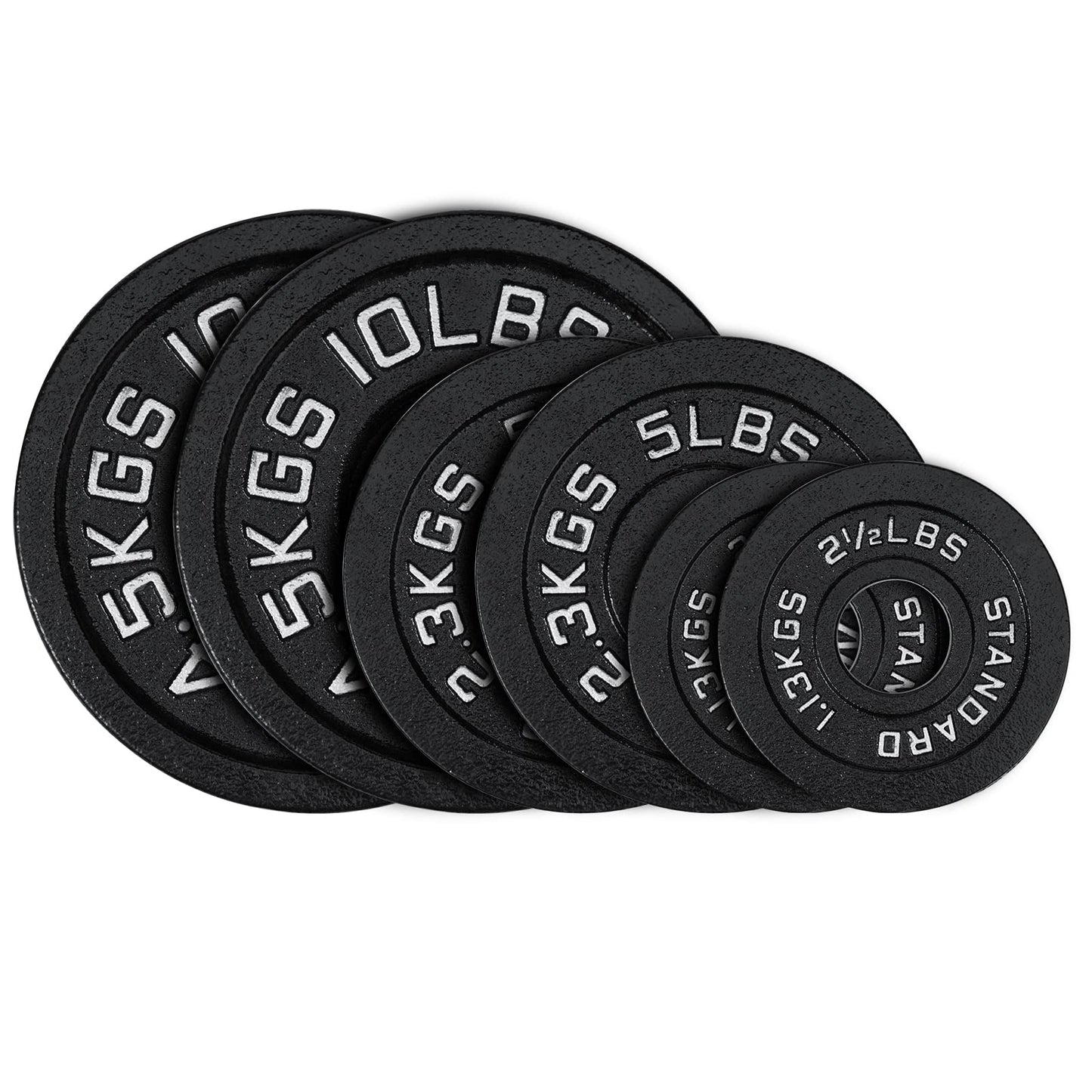 Cast Iron 2-Inch Olympic Weight Plates Set for Strength Training, Barbell Free Weight Plate Set for Weightlifting in Home Gym, Multiple Sizes From 2.5LB to 40LB