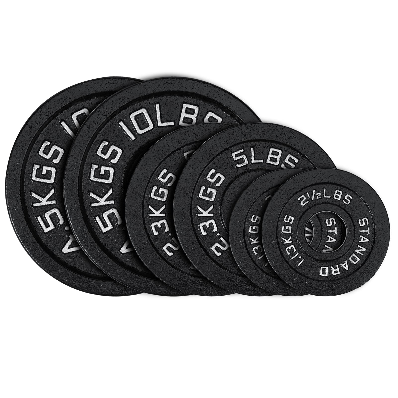 Cast Iron 2-Inch Olympic Weight Plates Set for Strength Training, Barbell Free Weight Plate Set for Weightlifting in Home Gym, Multiple Sizes From 2.5LB to 40LB