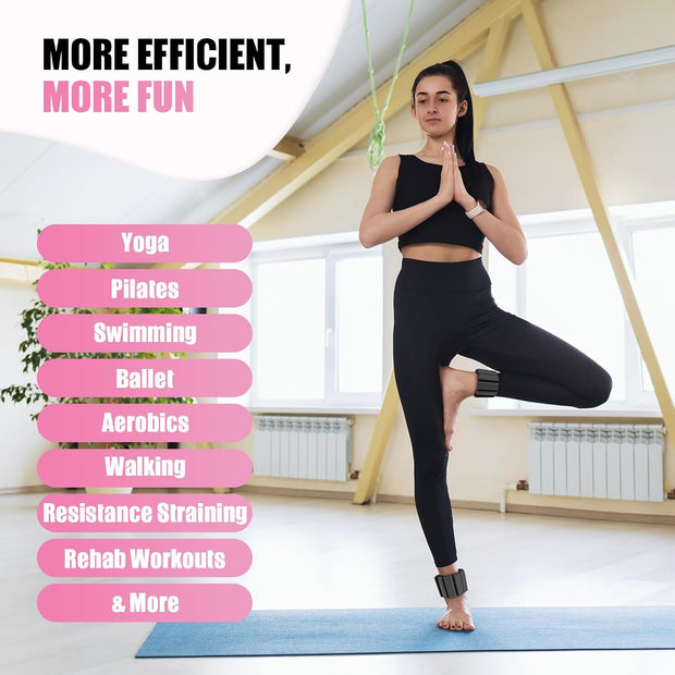 Pilates Wrist Ankle Weights for Women, Wearable Strong Arm & Leg Weights Set of 2(1 lb/2.2 lbs Each), Adjustable Ankle Weights for Walking, Yoga, Dance, Barre, Gym