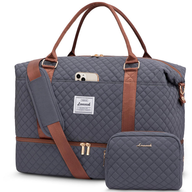 LOVEVOOK Travel Duffle Bag,Weekender Bags for Women with Shoe Compartment，Carry on Overnight Bag with Toiletry Bag,Gym Duffel Bag with Wet Pocket, Hospital Bags for Labor and Delivery