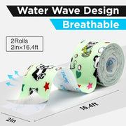 OK TAPE Hypoallergenic Digtal Printed Kinesiology Tape, Elastic Sports Athletic Tape, 2 Rolls, 2in×16.4ft Uncut Roll-DIY