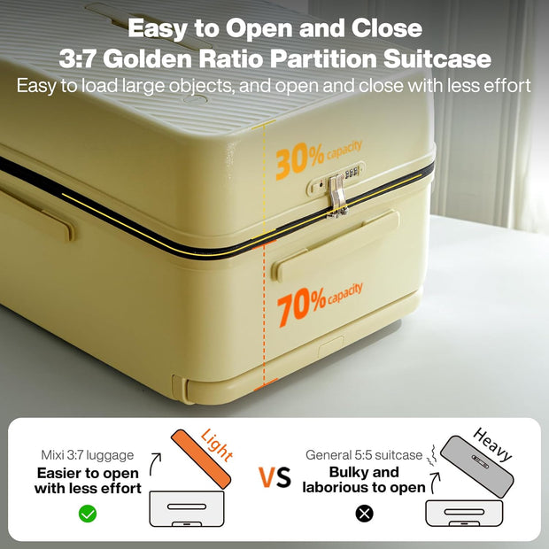 mixi 26 Inch Large Checked Luggage Suitcase with Spinner Wheels Upgrade Wide Handle PC Hard Shell Rolling Travel Suitcase with TSA Lock, Lark Yellow