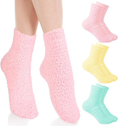 3Pairs Aloe Socks Moisturizing Spa Socks Sleeping Fuzzy Socks for Dry Feet Overnight, Non Slip Coral Fleece Lotion Socks Women Spa Pedicure Foot Care Socks for Repairing Dry Feet,Cracked Heel