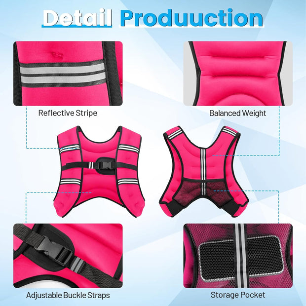 Weighted Vest for Woman Men, 6lb/8lb/12lb/16lb/20lb/30lb Weight Vest with Reflective Stripe, Weight Vests Adjustable for Walking, Weight Loss, Training, Running