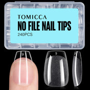 TOMICCA Medium Almond Nail Tips, 504Pcs Acrylic, 12 Sizes Half Matte Soft Gel, Nail Extension for Beginner and Professional