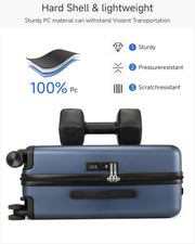 LUGGEX Carry On Luggage 22x14x9 Airline Approved, 100% PC Hard Shell Travel Suitcase with Smooth Spinner Wheels TSA Lock, 20 Inch, Black