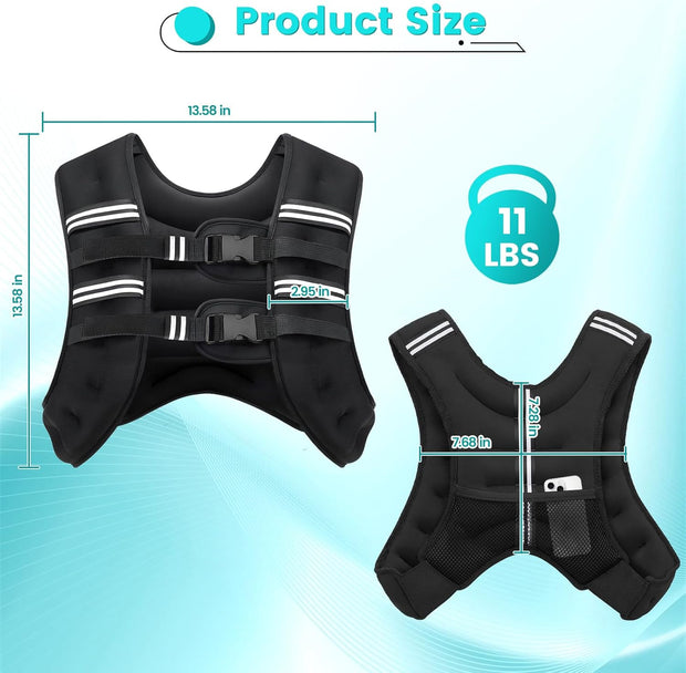 Weighted Vest for Woman Men, 6lb/8lb/12lb/16lb/20lb/30lb Weight Vest with Reflective Stripe, Weight Vests Adjustable for Walking, Weight Loss, Training, Running