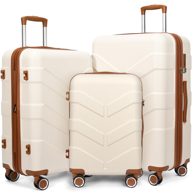 Luggage Sets 3 Piece with Spinner Wheel, Hardside Suitcase Set with TSA Lock, Expandable Lightweight Travel Luggage for Men and Women, Black