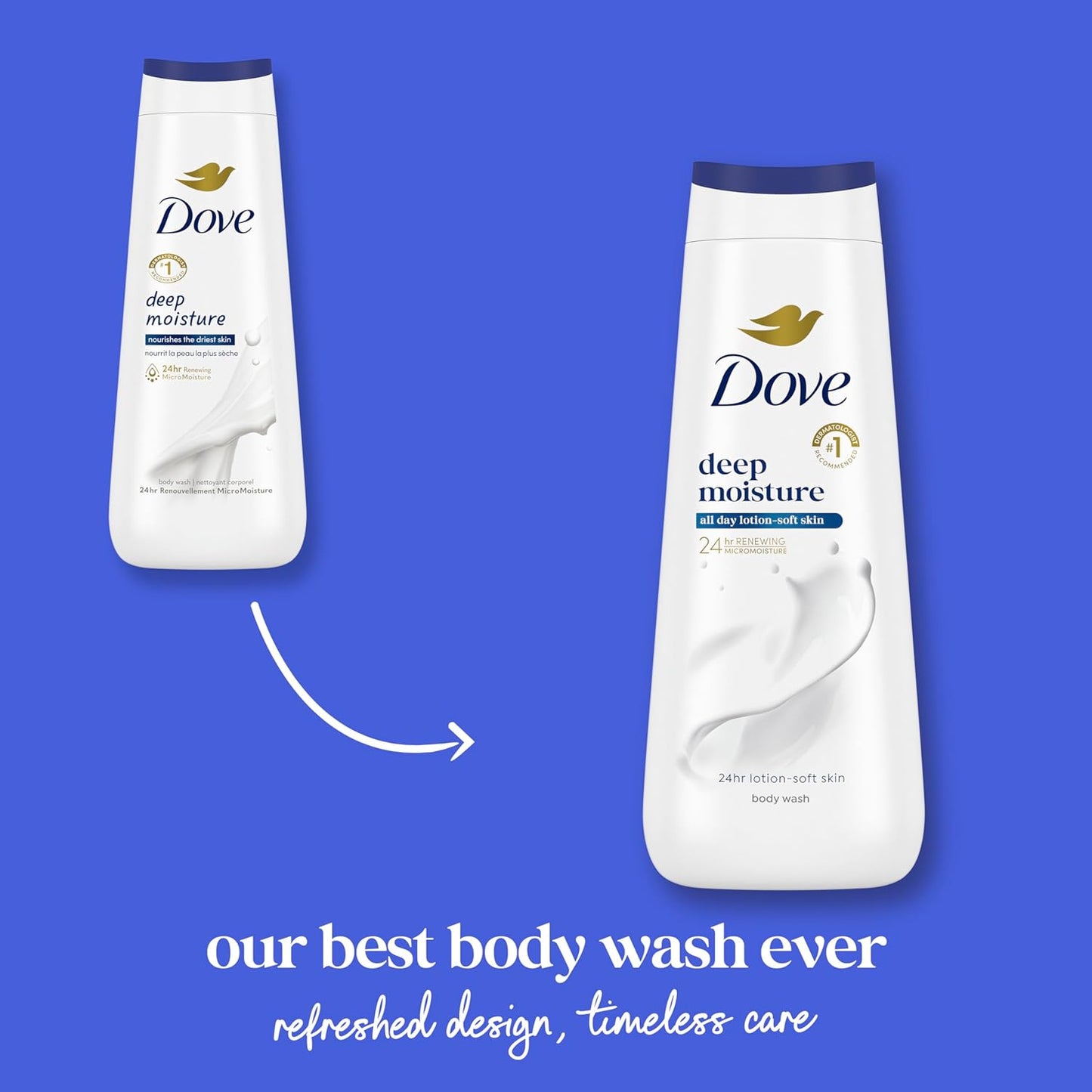 Dove Body Wash Deep Moisture for 24hr Lotion-Soft Skin Moisturizing Skin Cleanser with No Sulfates No Parabens 11 oz