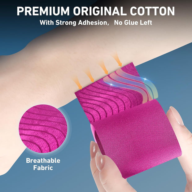 PreCut Kinesiology Tape for Knees, 12 PCS Waterproof KTQUICK Knee Tape for Knee Pain Relief Pre Cut, Original Cotton Athletic Knee Tape, Waterproof & Hypoallergenic Latex-Free for Sports (Black)