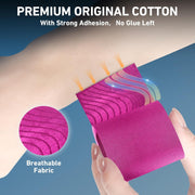 PreCut Kinesiology Tape for Knees, 12 PCS Waterproof KTQUICK Knee Tape for Knee Pain Relief Pre Cut, Original Cotton Athletic Knee Tape, Waterproof & Hypoallergenic Latex-Free for Sports (Black)