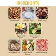 Mammoth Bar Almond Vanilla Bar - 10 Organic Protein Bars – Prebiotic • Paleo • Gluten Free • Egg Protein • GMO Free • Raw • Premium Nuts