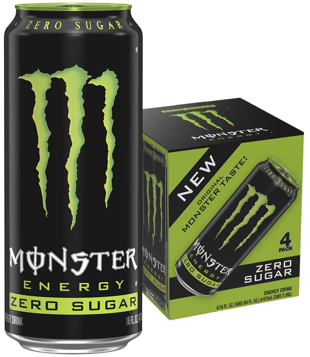 Monster Energy Zero Sugar, Low Calorie Energy Drink, 16 Ounce (Pack of 12)