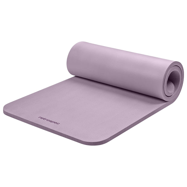 Retrospec Solana Yoga Mat 1" Thick With Nylon Carry Strap for Men & Women - Non Slip Exercise Mat for Home Yoga, Pilates, Stretching, Floor & Fitness Workouts