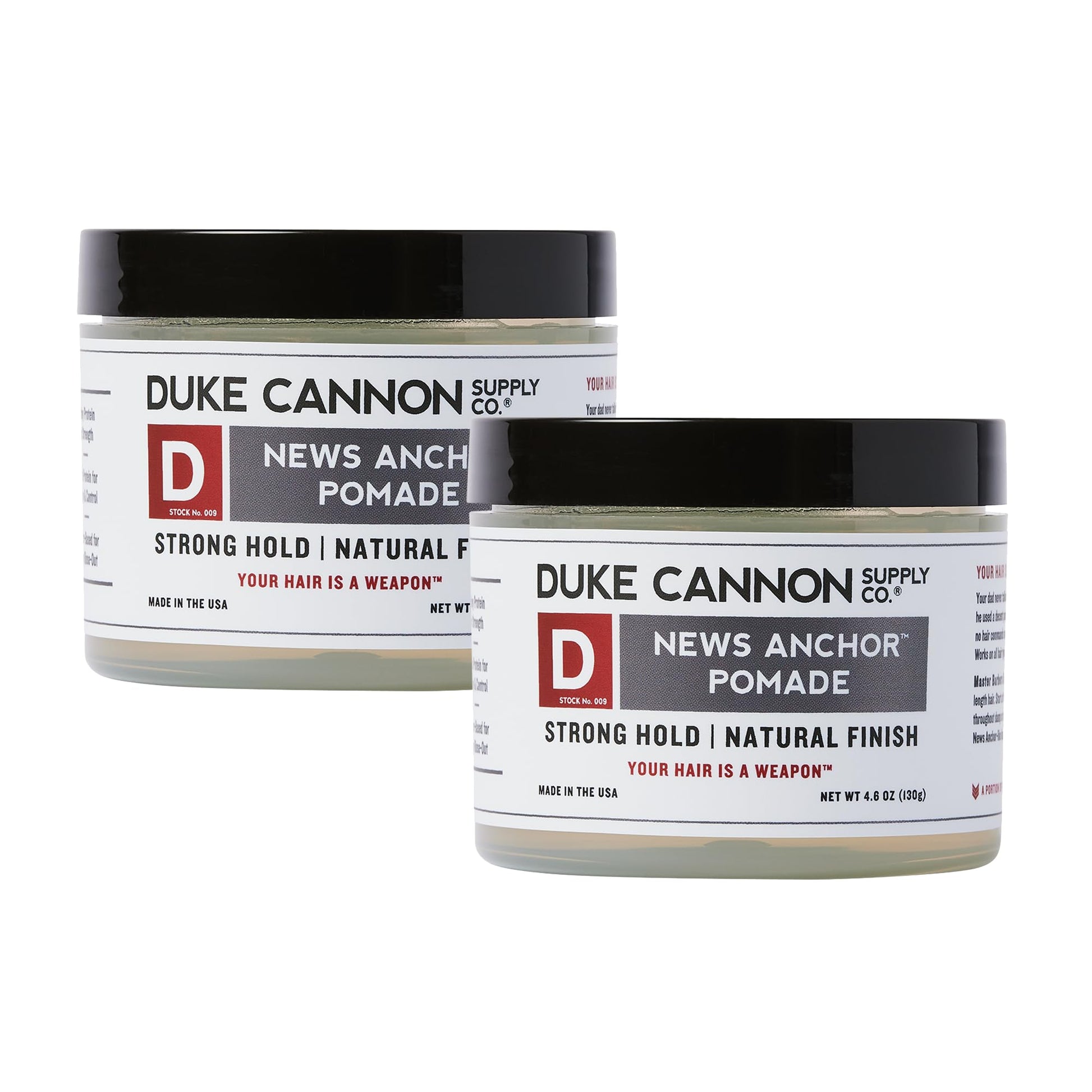 Duke Cannon News Anchor Fiber Pomade - Strong Hold, Natural Matte Finish - 4.6 oz (Pack of 2)