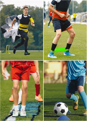 Speed Agility Training Equipment Set - 20ft Agility Ladder, 10 Disc Cones, Resistance Parachute, 5 Resistance Bands & Carry Bag | Football Soccer Basketball Fitness Drills for Kids Adults