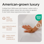 Threadmill 100% American Certified Supima Cotton Sheets King Size - 1200 Thread Count, 4Pc King Size Sheets Set, Smooth Sateen, Ultra Luxury Bed Sheets, 17" Deep Pocket King Sheet Set - White Sheets