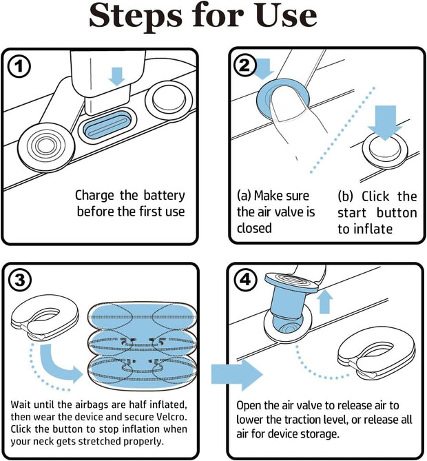 S Cervical Neck Traction Device for Neck Pain Relief - Inflatable Neck Stretcher Collar for Decompression - Best Home Use Neck Brace Pump (Black Plush)