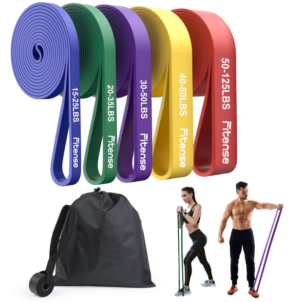Resistance Bands Set - Pull Up Bands for Men Women, Exercise Bands Resistance with Door Anchor, Training Poster & Pouch for Body Stretching, Pull Up Assist