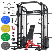 Major Fitness Drone2 Advanced Training Smith Machines– All-in-One Home Gym Squat Rack with Aluminum Pulley Set , Weight Bar, Dual LAT Pull-Down Systems & Cable Crossover Machine for Full-Body Workouts