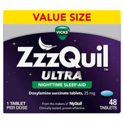 ZzzQuil ULTRA, Sleep Aid, Doxylamine Succinate 25mg, Sleep Aids for Adults, Nighttime Sleep Aid, 48 Tablets