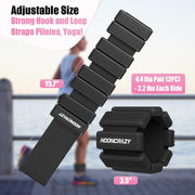 Pilates Wrist Ankle Weights for Women, Wearable Strong Arm & Leg Weights Set of 2(1 lb/2.2 lbs Each), Adjustable Ankle Weights for Walking, Yoga, Dance, Barre, Gym