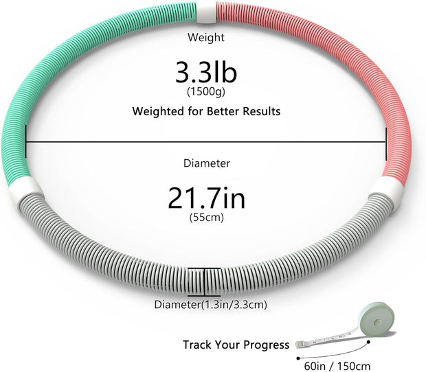 Weighted Soft Spring Hula Hoop for Adults – 3.3lb Foldable Fitness Hoop, Waist-Friendly Design, Portable Slimming Exercise Equipment for Home and Travel