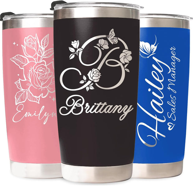 Personalized Tumbler Custom Coffee Tumbler Laser Engrave with Name 20 Oz Stainless Steel Travel Tumbler Cup Mug Personalized Gifts for Birthday Christmas Anniversary for Men Women Kids