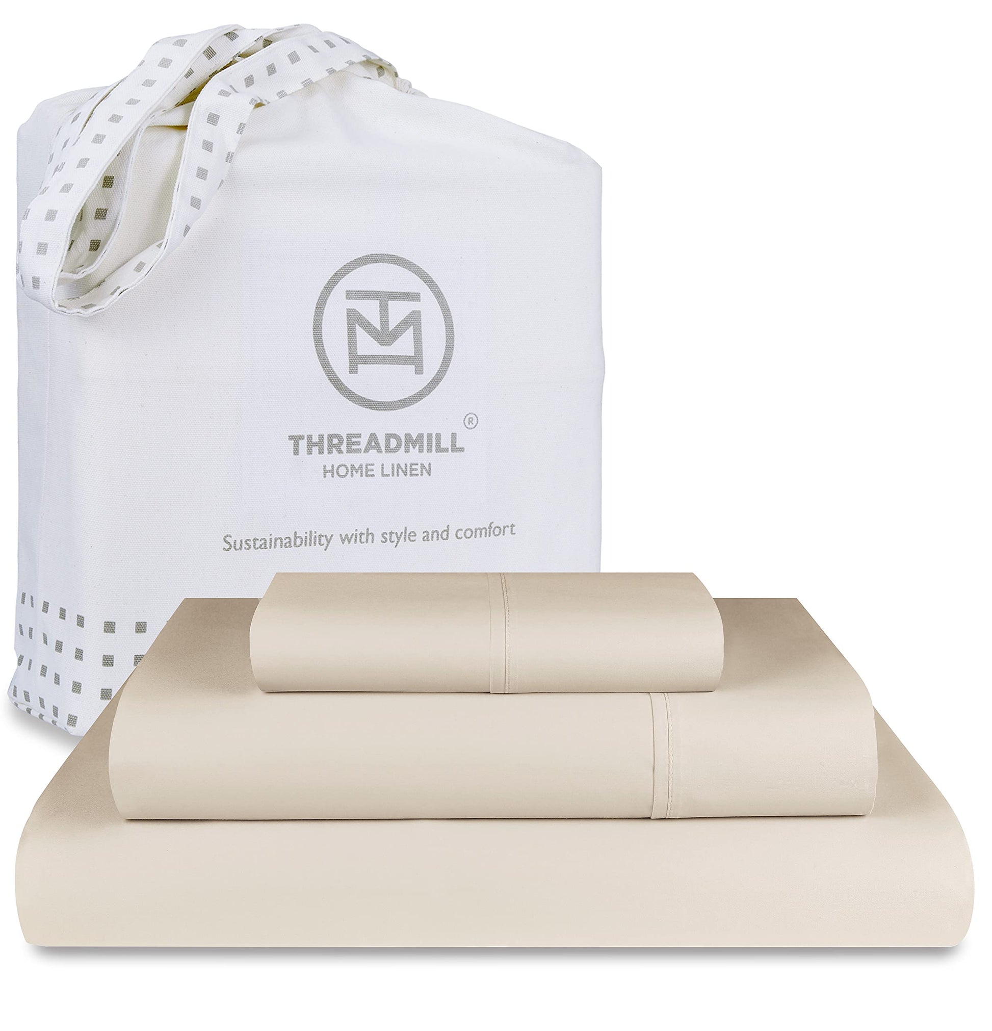 Threadmill American Supima King Size Sheets Set | 656 Thread Count 4 Piece Luxury Bed Sheets for King Size Mattress | 5 Star Hotel Quality Sheets with Elasticized Extra Deep Pocket | White Sheets