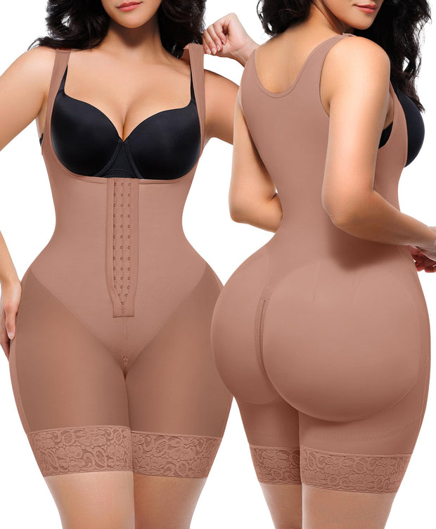 SHAPELLX Fajas Colombianas Shapewear for Women Tummy Control Post Partum Faja Body Shaper Butt Lifting with Zipper Crotch