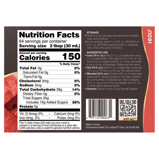 Tea Zone J1050 64 fl.oz Orange Syrup for Tea, Coffee, Sweets, Ice Cream, Cocktails Blending