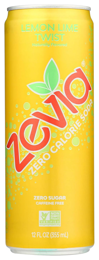 Zevia Zero Calorie Soda, Lemon Lime Twist, Non-GMO, 12 Fl Oz (Pack of 12)