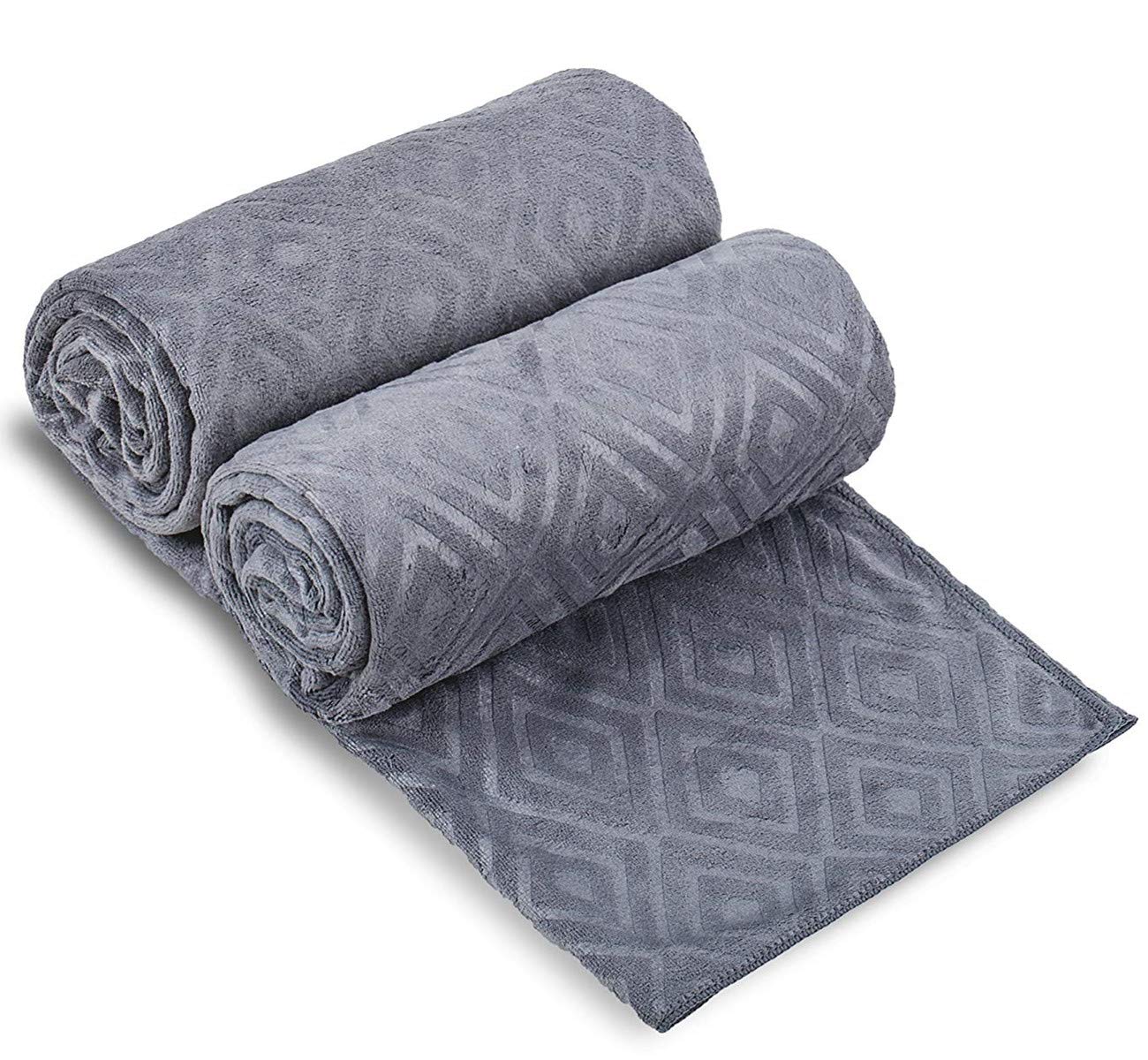 JML Microfiber Bath Towels, Oversized, Ultra Soft, Super Absorbent and Fast Drying, No Fading Large Bathroom Towel Set for Sport, Travel, Fitness, SPA and Yoga (Coral Fleece - Blue, 30 in x 60 in)