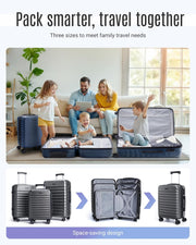 LIGHT FLIGHT Luggage Sets, 3 Piece Durable Suitcase Set with Spinner Wheels, 3 Pcs Hardside Lightweight luggage with TSA Lock, Large Checked Travel Suitcases, 20/24/28 Inch, Gray