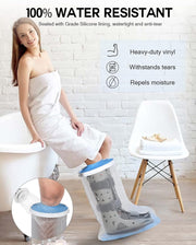 Waterproof Extra Wide Full Leg Cast Cover for Shower with Non-Slip Bottom, Extra Large Watertight Leg Cast Protector for Thigh Foot Ankle Surgery Wounds, Knee Immobilizer/Brace, Walking Boots,Reusable