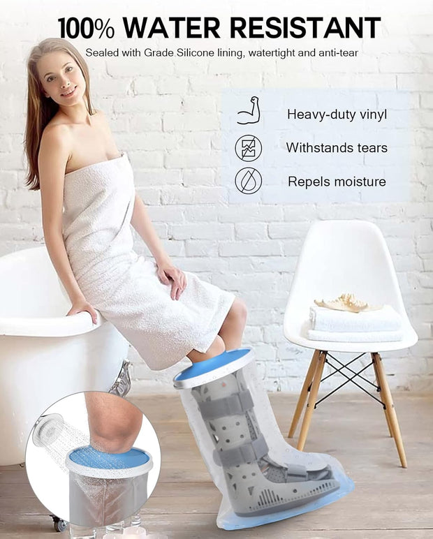 Waterproof Extra Wide Full Leg Cast Cover for Shower with Non-Slip Bottom, Extra Large Watertight Leg Cast Protector for Thigh Foot Ankle Surgery Wounds, Knee Immobilizer/Brace, Walking Boots,Reusable