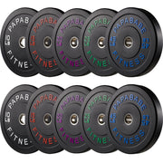 Papababe Weight Plates, 2-Inch Weights Plates Set, Floor Protective Rubber Weight Plates, 10-600lbs Bumper Plates for Barbell Strength Training & Weightlifting (Single/Pair/Full Set)
