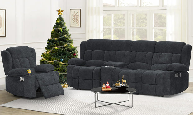 Loveseat Recliner Sofa, Flip Middle Backrest Design PU Leather 3 Seat Reclining Sofa with Storage Drawer, Manual Couch for Living Room (Ivory White, PU)