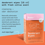 Refresh Line Deodorant Wipes - 15ct Deodorant for Women with Zinc, Probiotics & Prebiotics - Individually Wrapped - Sweat Wipes to Naturally Cleanse Skin & Remove Sweat & Odor