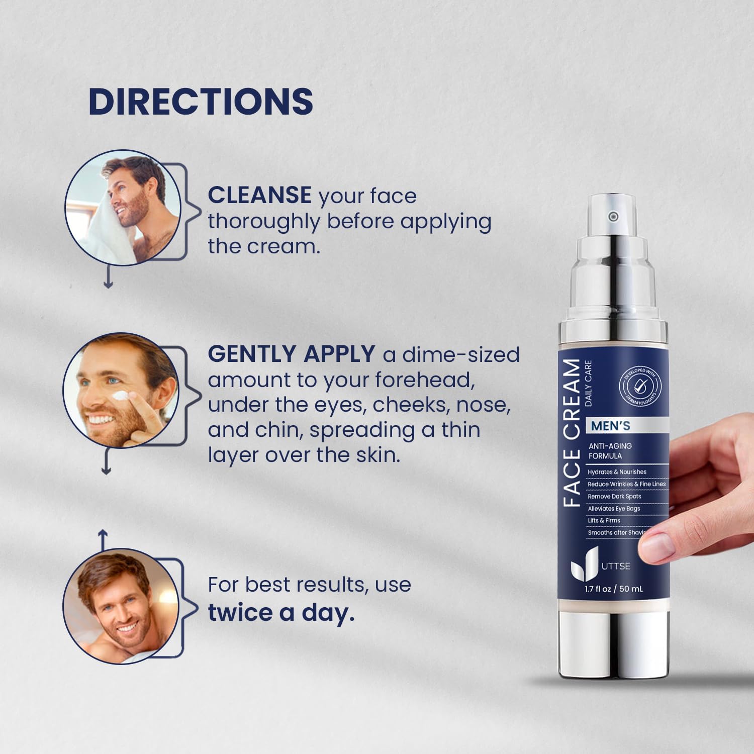 6-in-1 Mens Face Moisturizer: Face Cream for Men - Reduce the Look of Eye Bags, Dark Circles, and Puffiness - Skin Care for Men - 1.7 fl oz