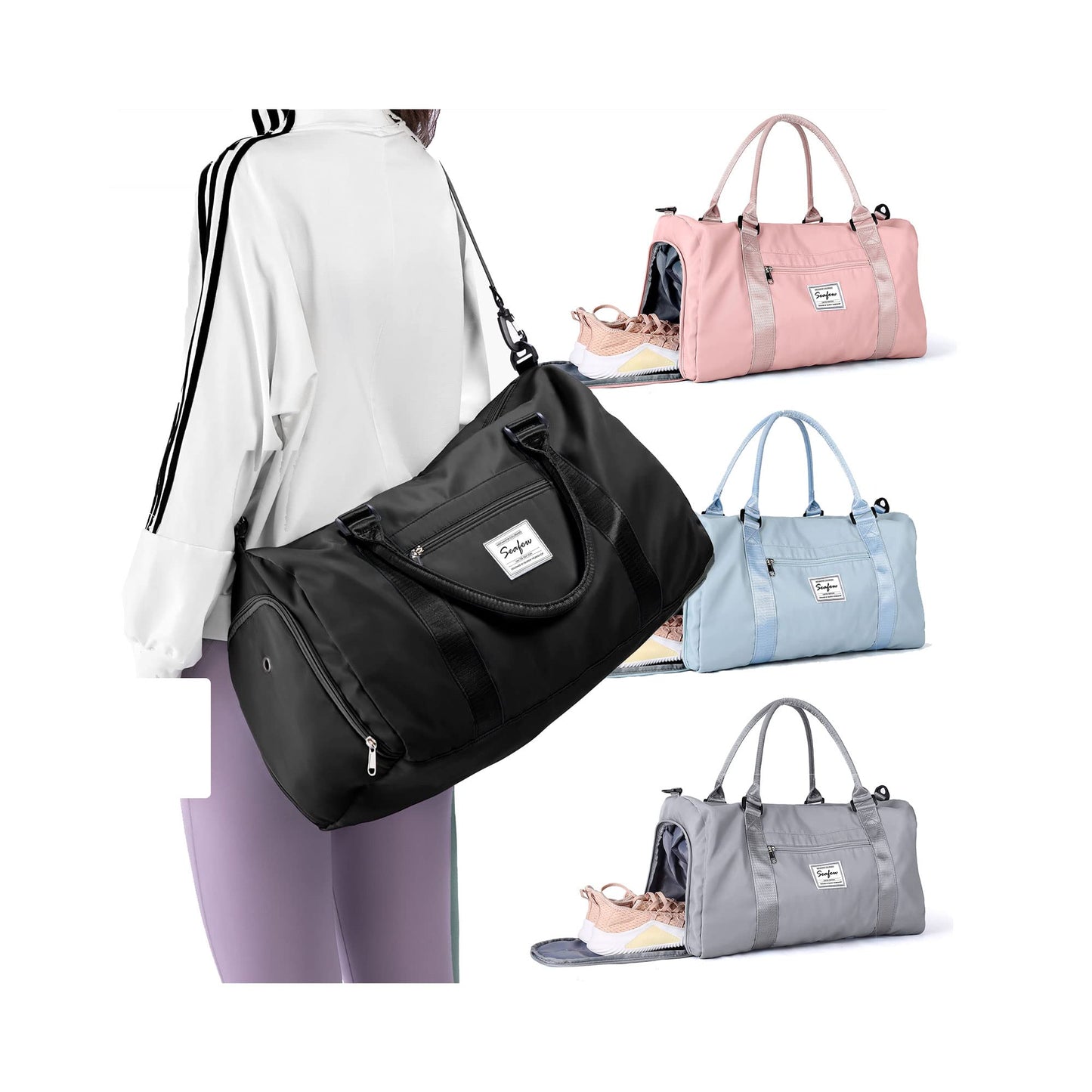 Weekender Duffel Bags for Women Men, Travel Totes Bag for Airplane, Cute Sports Gym Dance Overnight Luggage Bag with Wet Pocket Shoe Compartment, Carry On Hospital Bag for Labor and Delivery