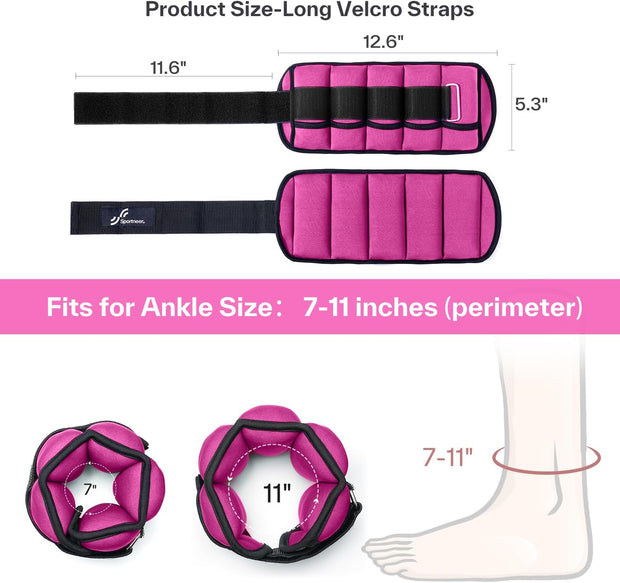 Sportneer Adjustable Ankle Weights for Women and Men 7 lbs/Pair Adjustable Leg Weights with Secure Straps, Strength Training Weighted for Yoga, Walking, Running, Aerobics, Gym, Physical Therapy