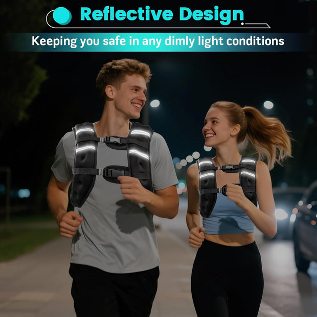 Weighted Vest for Woman Men, 6lb/8lb/12lb/16lb/20lb/30lb Weight Vest with Reflective Stripe, Weight Vests Adjustable for Walking, Weight Loss, Training, Running