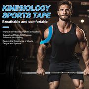 SUPERBE Precut Kinesiology Tape (3 Rolls Pack), Elastic Sports Tape for Pain Relief, Muscle Support, Recovery and Physio Therapy, Breathable, Waterproof (Black)