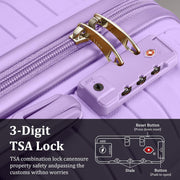 Joyway Luggage Sets 6 Piece PP Hardside Carry on Suitcase with Spinner Wheels and TSA Lock for Travel, Purple