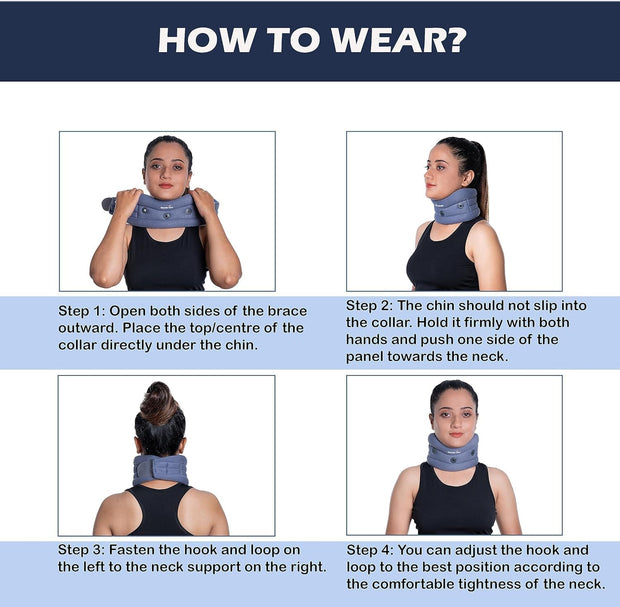 Wonder Care Neck Brace for Sleeping Cervical Collar Adjustable Neck Support Brace Relief Cervical Spine Pressure Ideal for Travel, Office Workers & Neck Injury Recovery, X-Large