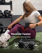 RENPHO Massage Gun Deep Tissue with Heat and Cold Head, Handheld Muscle Massager Therapy with Carry Case, Percussion Body Masajeador for Men Women Athletes Back Upgrade, Active Thermacool