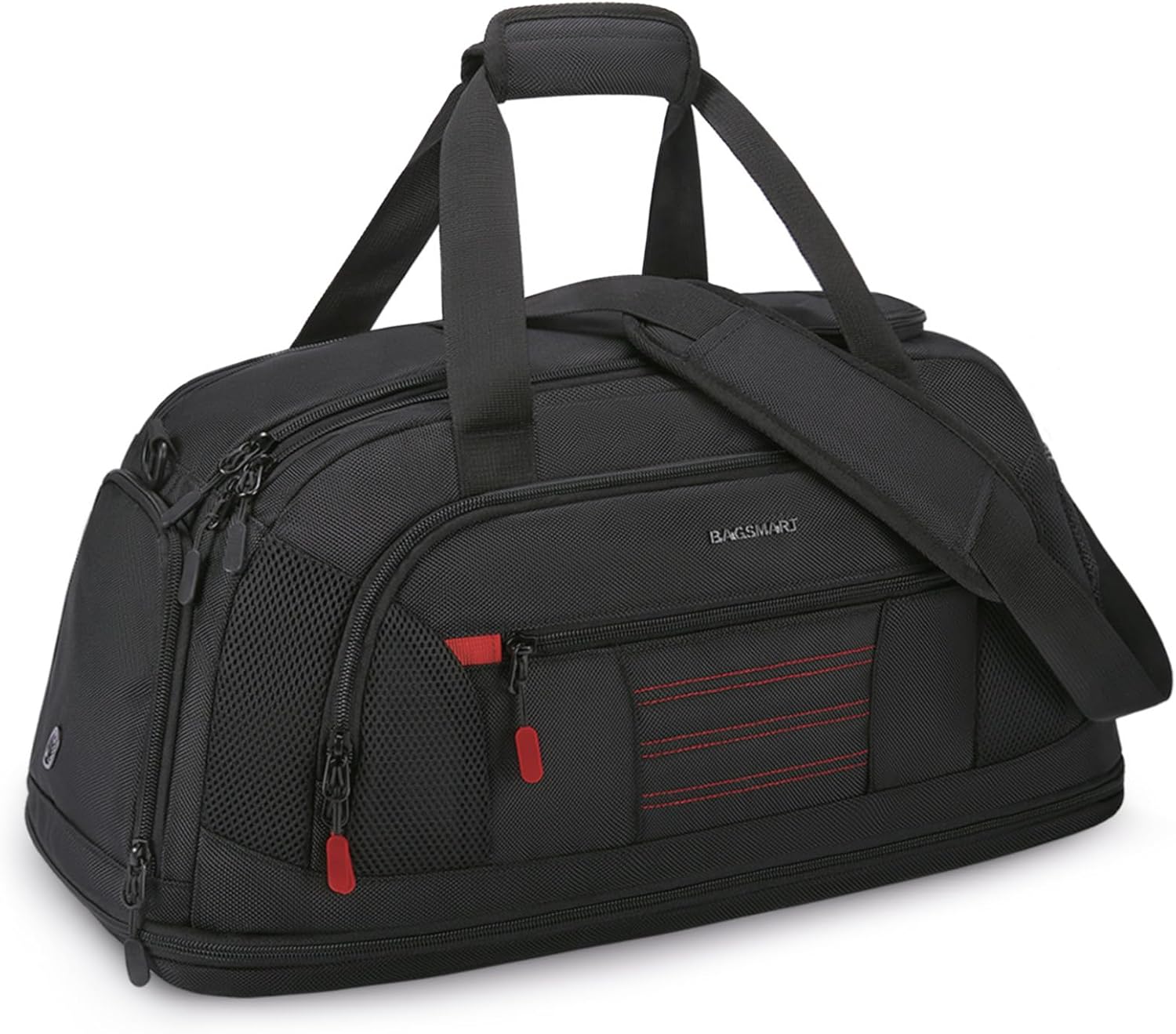 BAGSMART Gym Bag for Men, Expandable Lightweight Workout with Shoe Compartment & Wet Pocket, Water Resistant Weekender Bag, Black