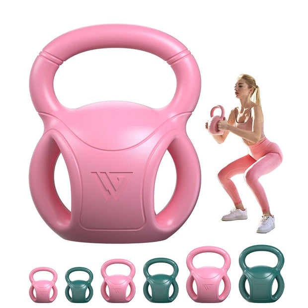 RUNWE 3 Handle Kettlebells Weight - Weight for Women Options 5, 10, 15 and 20 LB for Russian Twists AB Exercise, Weightlifting and Core Fitness Exercise Home Gym [Single in Sold]