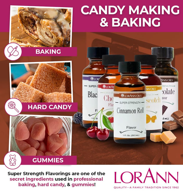 LorAnn Oils Super Strength Flavoring - Used For Candy Making, Flavoring Extracts, Baking, Hard Candy, and Flavor Oils - Bold, Natural Flavors 4X Stronger Than Extracts - Cinnamon Roll, 1 fl oz